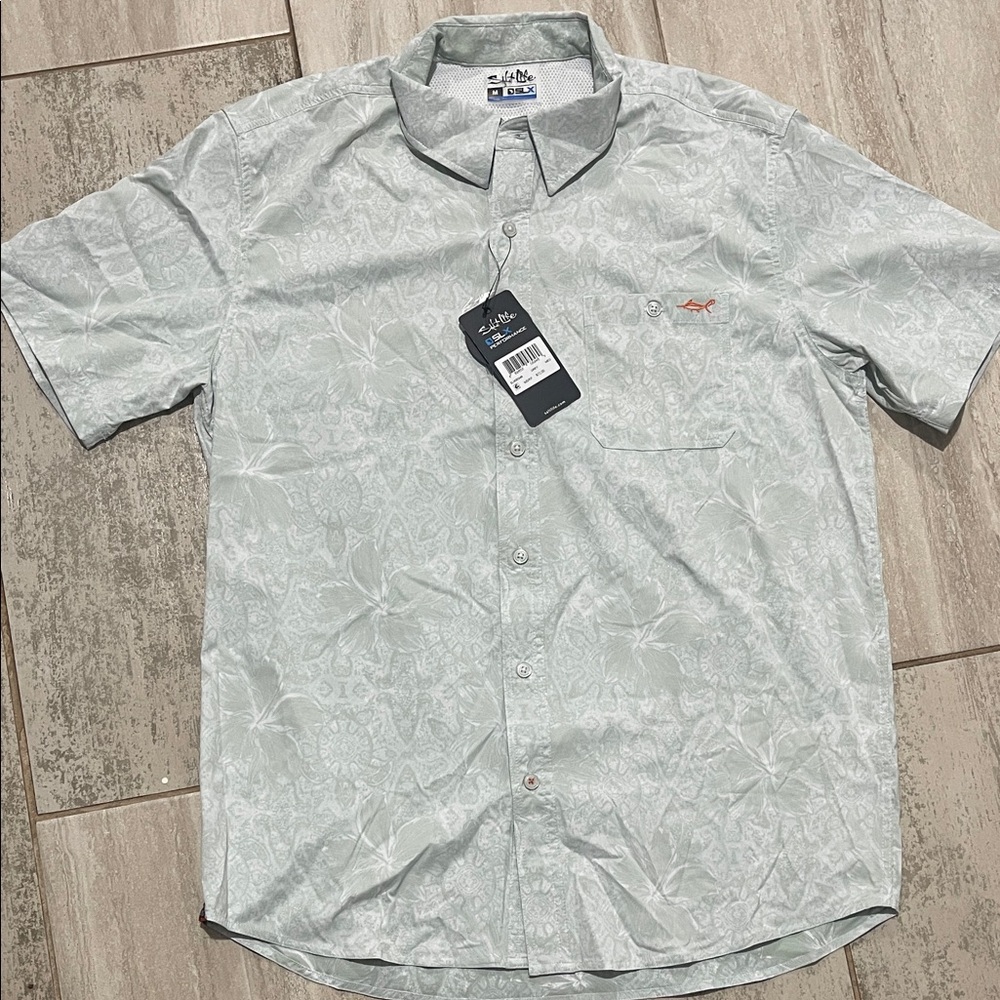 Salt Life Light Gray Floral Men's Shirt